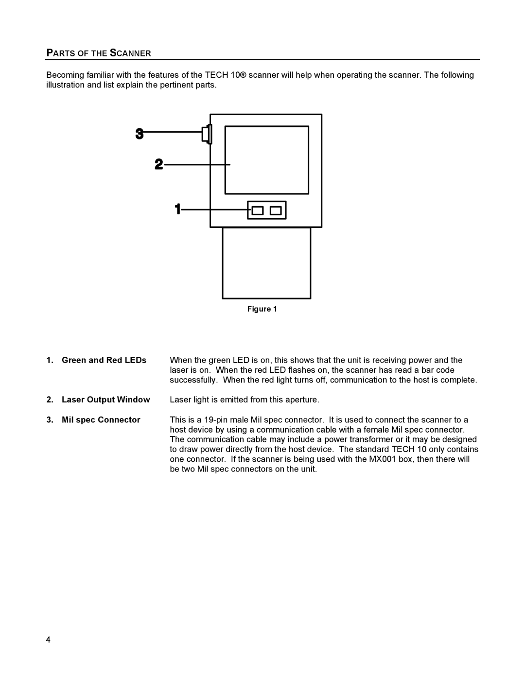 Metrologic Instruments 1070, TECH 10 manual Parts of the Scanner 