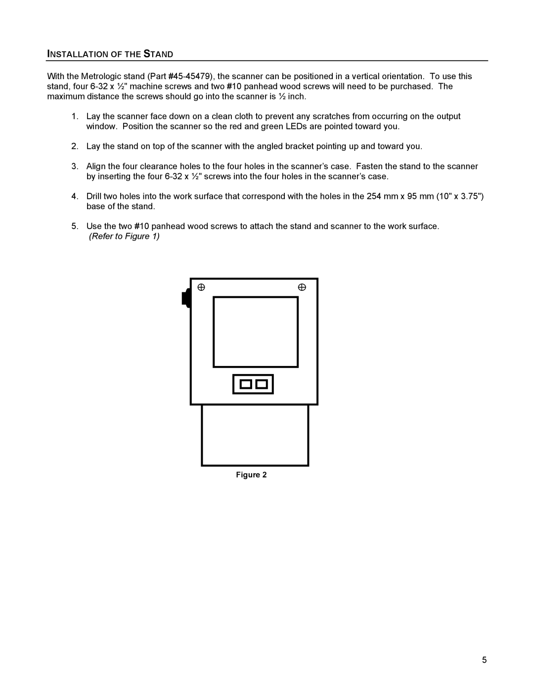 Metrologic Instruments TECH 10, 1070 manual Installation of the Stand 