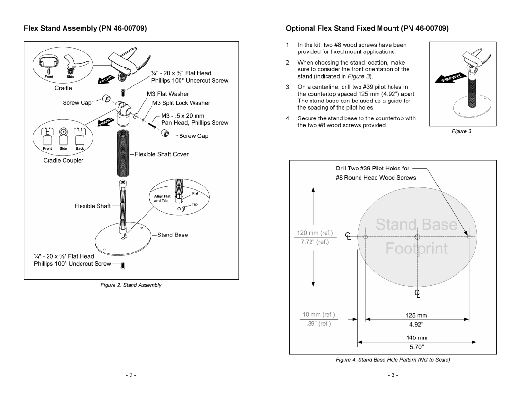 Metrologic Instruments 46-00709, 46-00885 manual Flex Stand Assembly PN, Optional Flex Stand Fixed Mount PN 