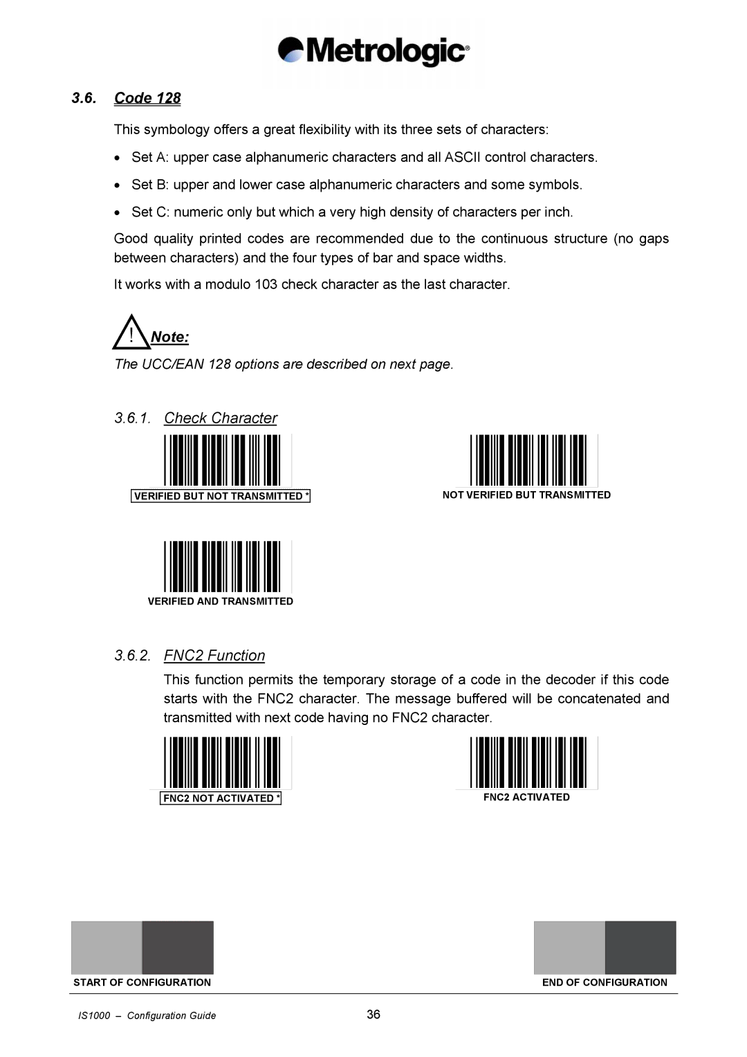 Metrologic Instruments IS1000 manual Check Character, FNC2 Function 