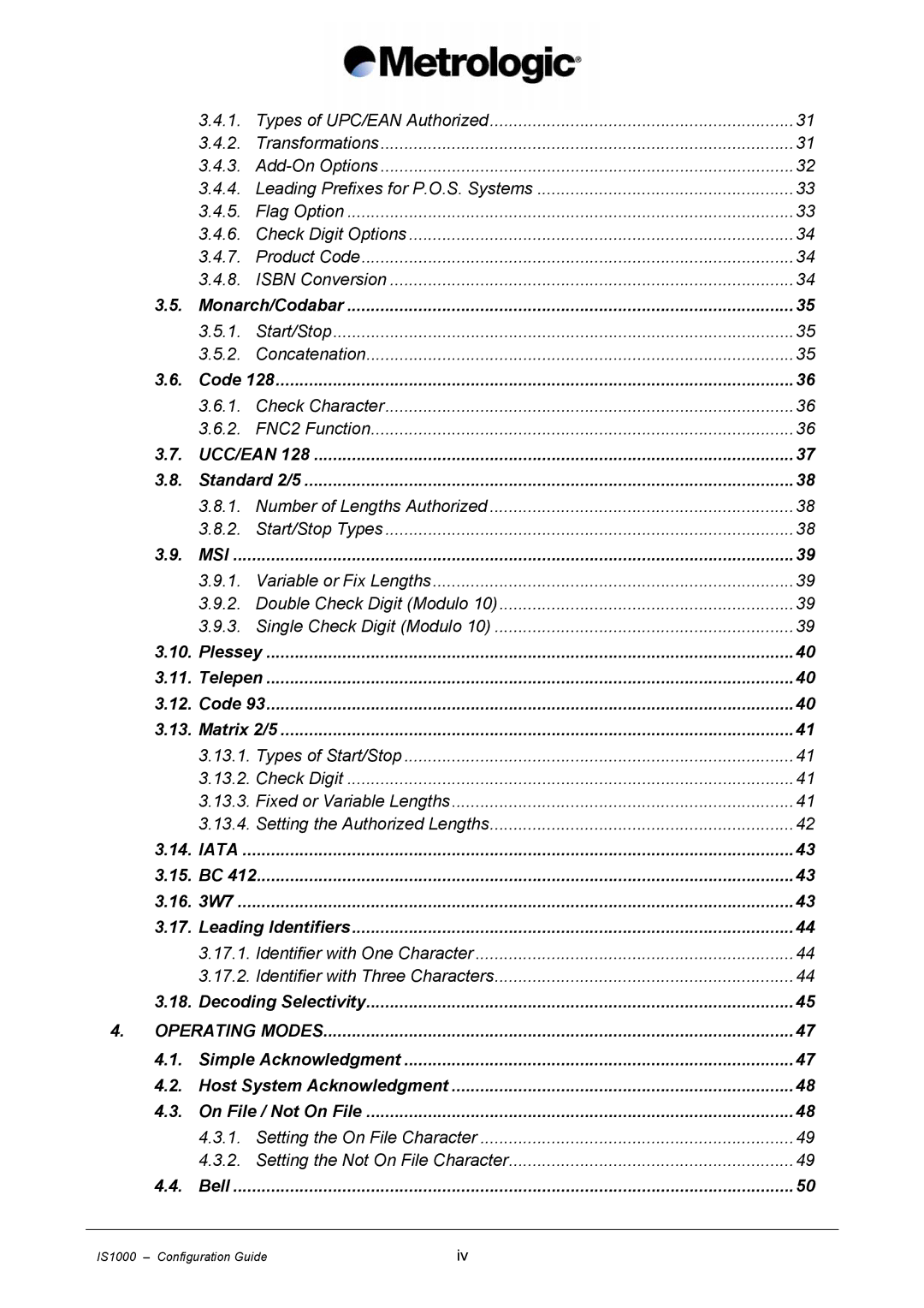 Metrologic Instruments IS1000 manual Ucc/Ean 