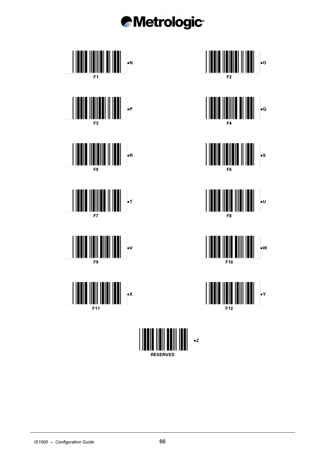 Metrologic Instruments IS1000 manual Reserved 