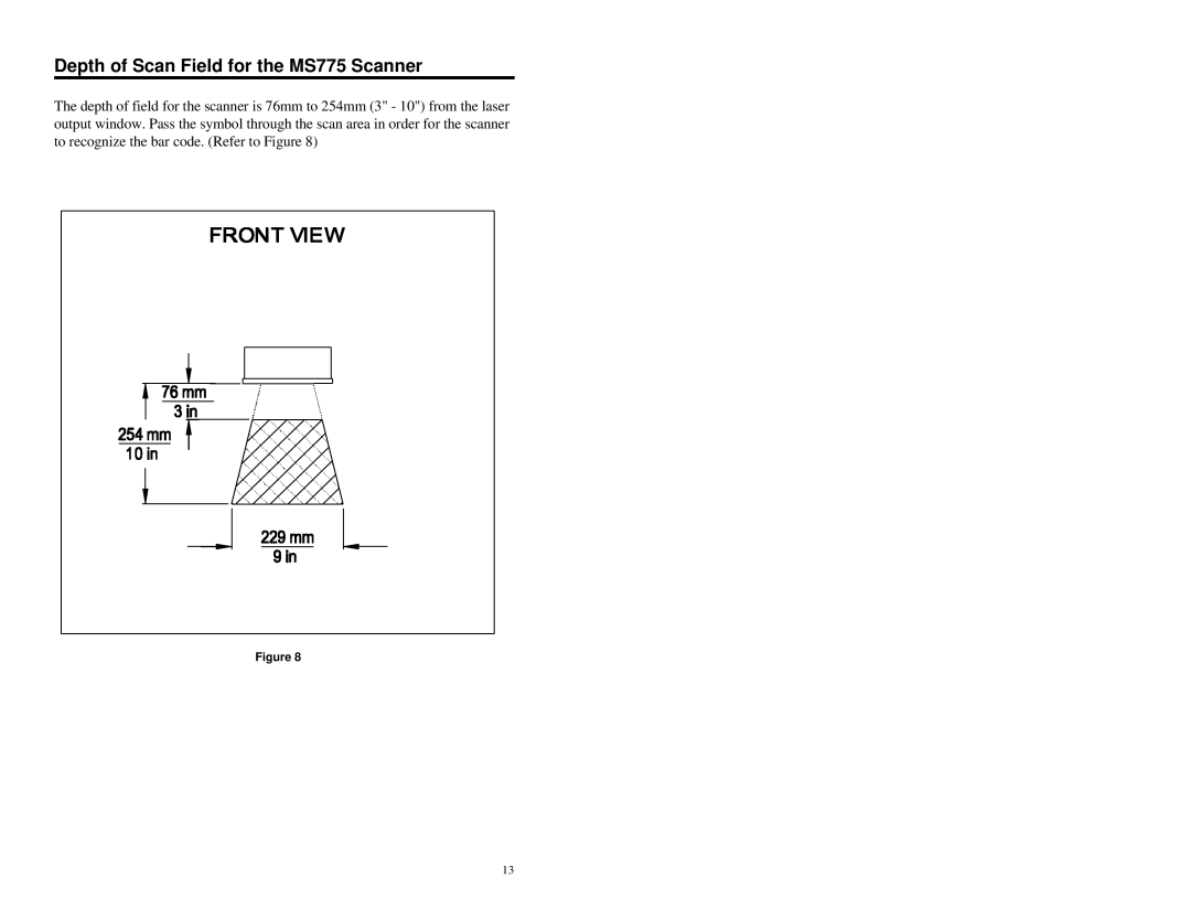 Metrologic Instruments MLPN 2159 manual Depth of Scan Field for the MS775 Scanner 