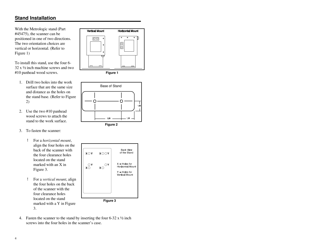 Metrologic Instruments MLPN 2159 manual Stand Installation 