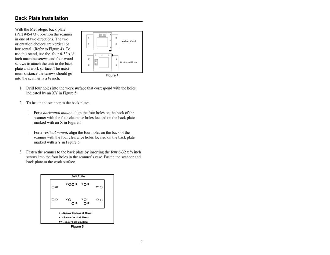 Metrologic Instruments MLPN 2159 manual Back Plate Installation 