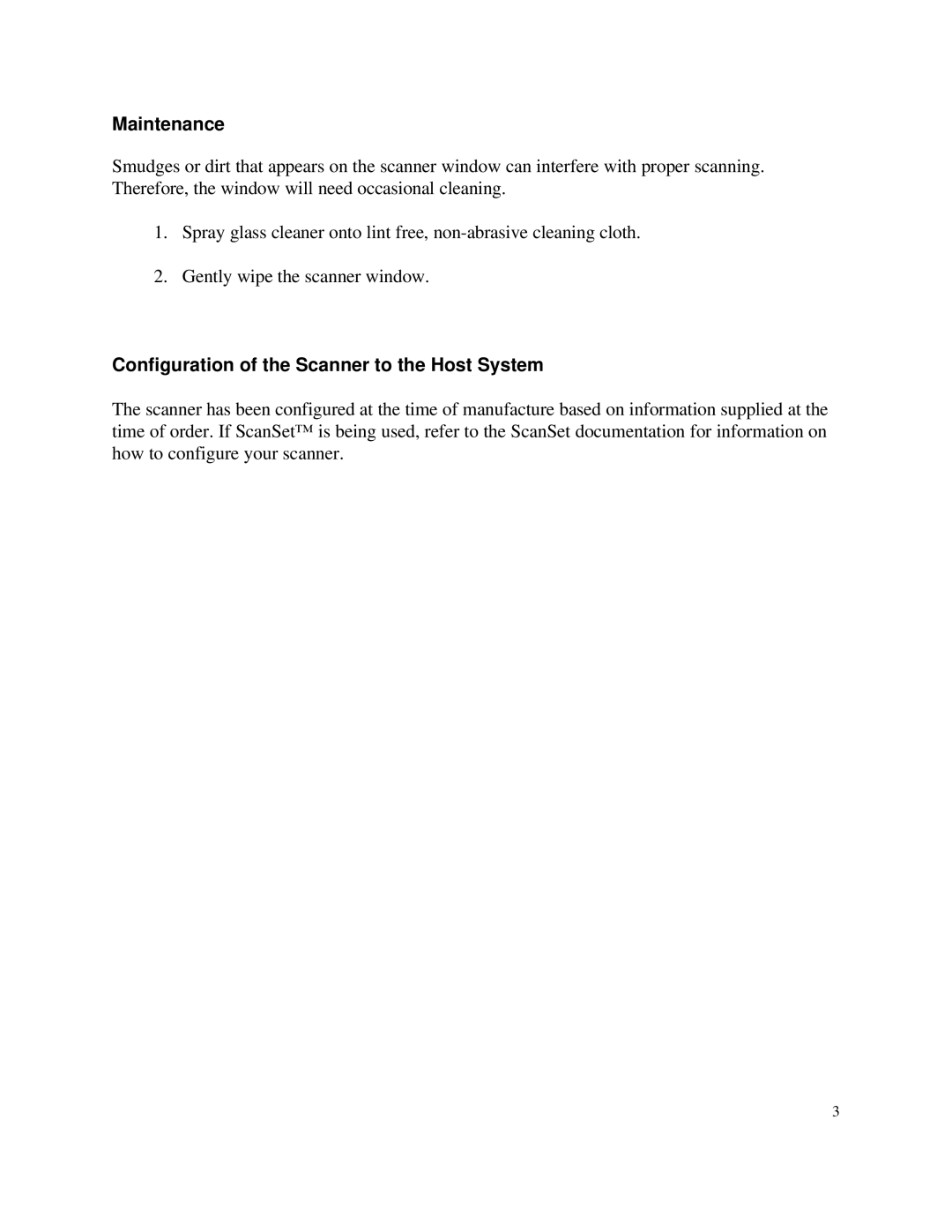 Metrologic Instruments MLPN 2168 manual Maintenance, Configuration of the Scanner to the Host System 