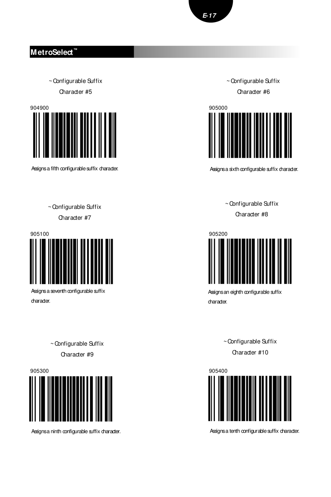 Metrologic Instruments MLPN 2407 manual ~Configurable Suffix Character #5, ~Configurable Suffix Character #7 