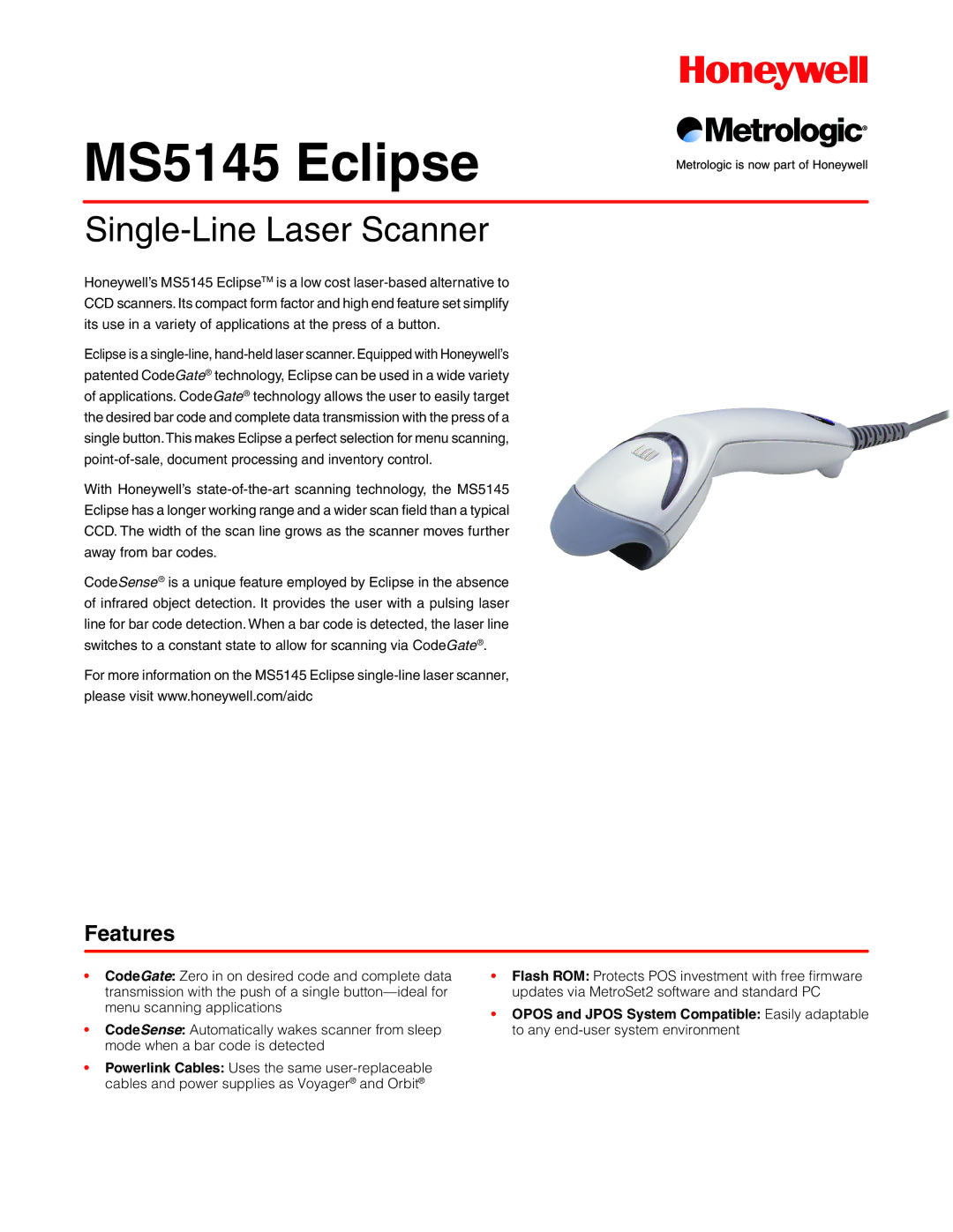 Metrologic Instruments MS 5145 manual MS5145 Eclipse 