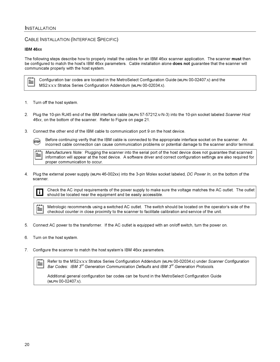 Metrologic Instruments MS2422, MS2421 manual Ibm 