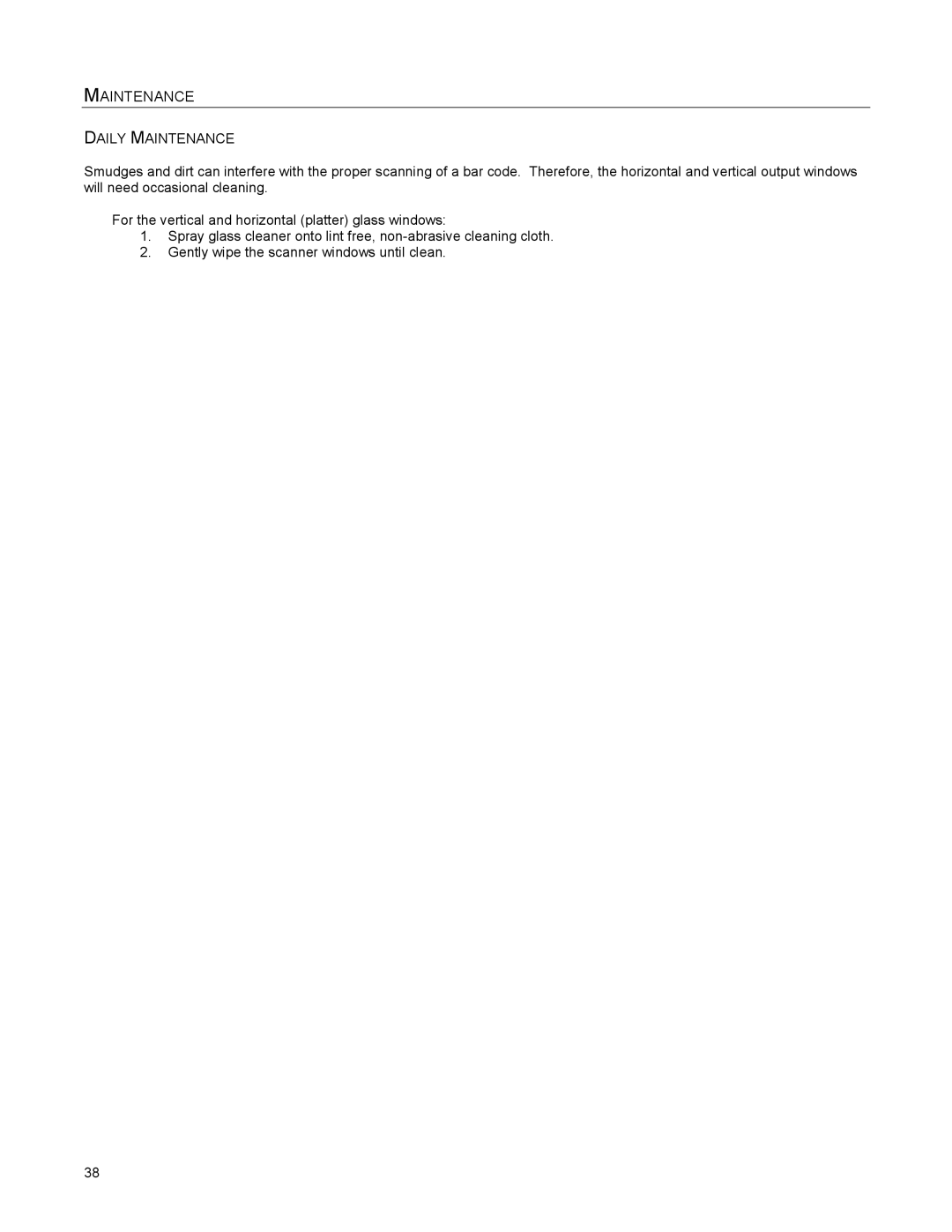 Metrologic Instruments MS2422, MS2421 manual Daily Maintenance 