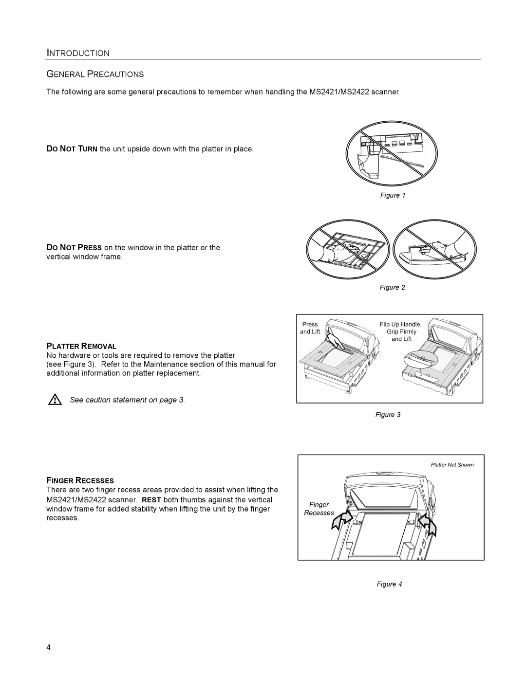 Metrologic Instruments MS2422, MS2421 manual General Precautions, See caution statement on 