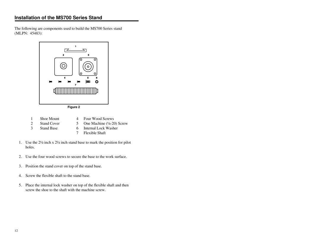 Metrologic Instruments MS700i manual Installation of the MS700 Series Stand 