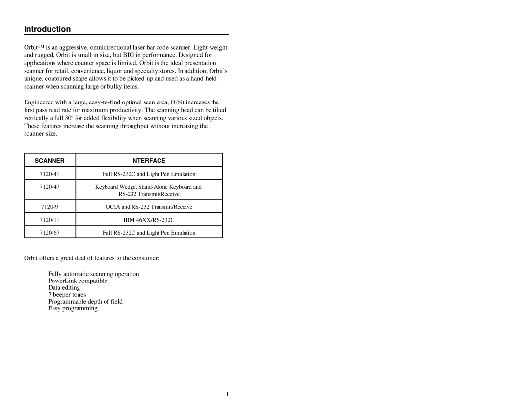 Metrologic Instruments MS7120 Series manual Introduction, Scanner Interface 