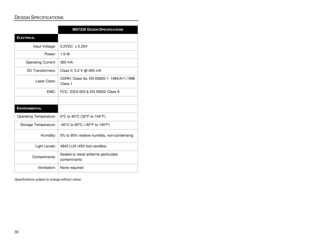 Metrologic Instruments MS7220 manual Emc 