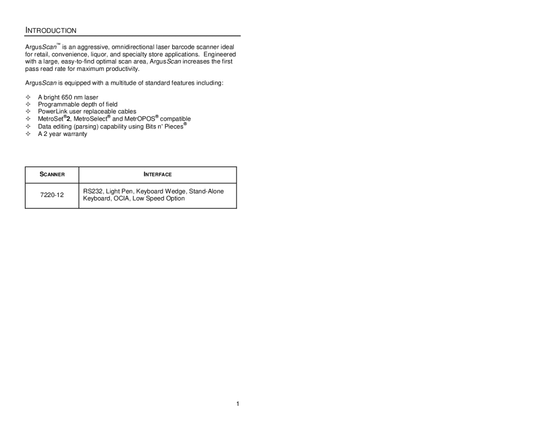 Metrologic Instruments MS7220 manual Introduction 