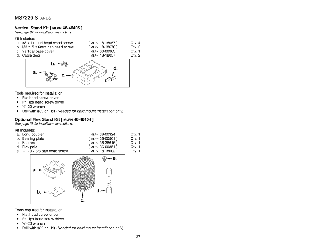 Metrologic Instruments manual MS7220 Stands 