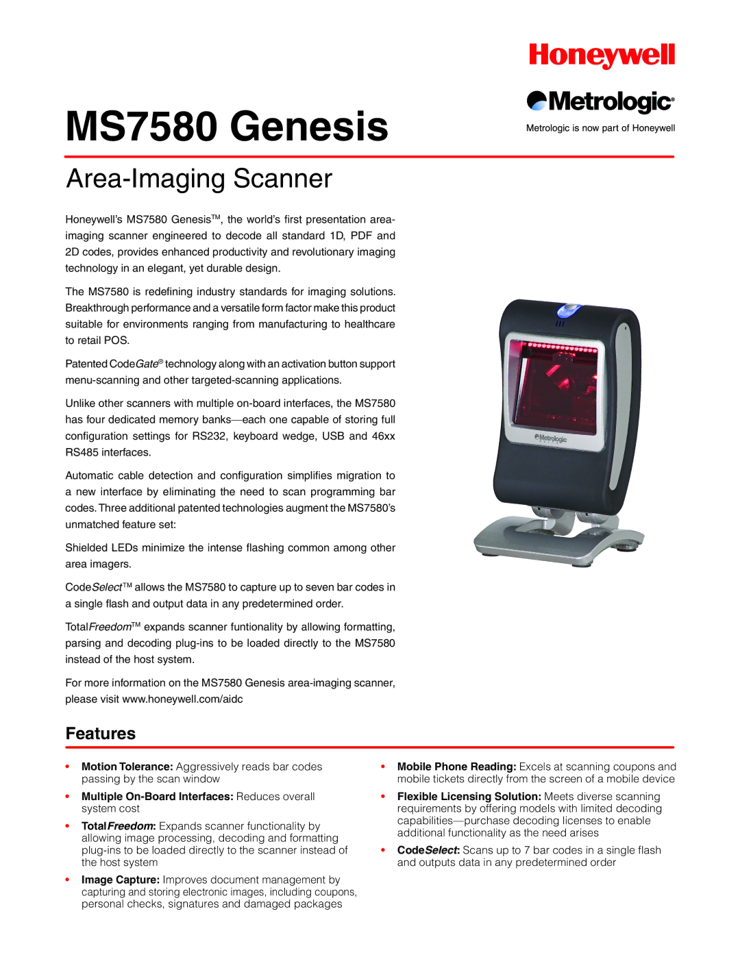 Metrologic Instruments manual MS7580 Genesis 