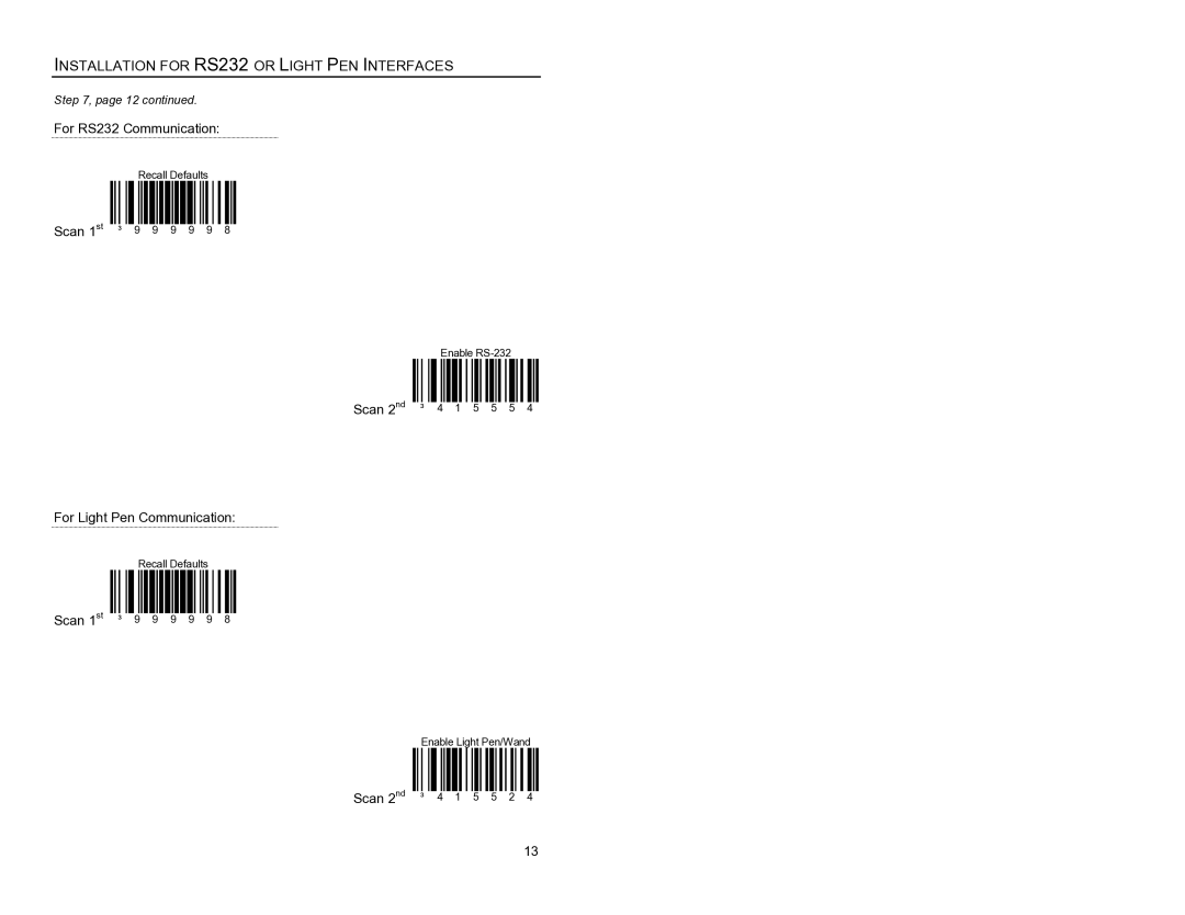 Metrologic Instruments MS7620 manual For RS232 Communication Scan 1st 