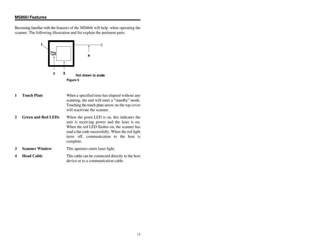 Metrologic Instruments manual MS860i Features, Touch Plate 