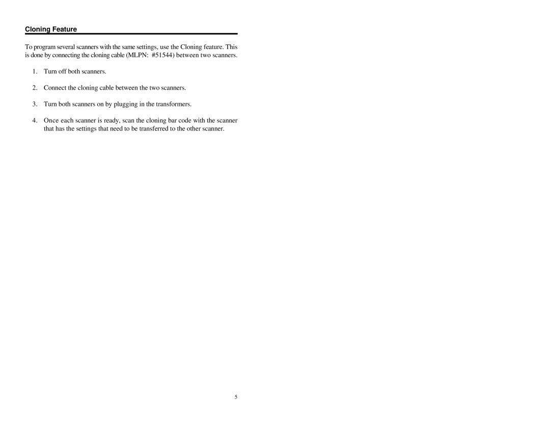 Metrologic Instruments MS860 manual Cloning Feature 