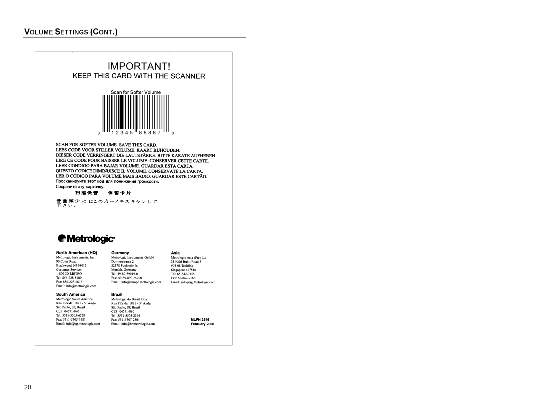 Metrologic Instruments MS863 manual Scan for Softer Volume 3 4 8 8 