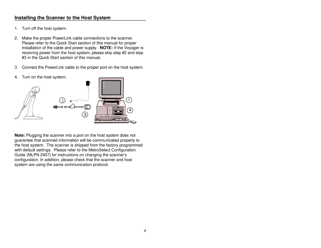 Metrologic Instruments MS9500 manual Installing the Scanner to the Host System 