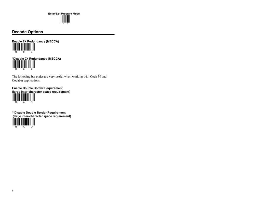 Metrologic Instruments MS951 manual Decode Options 