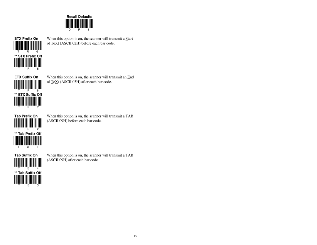 Metrologic Instruments MS951 manual STX Prefix Off 