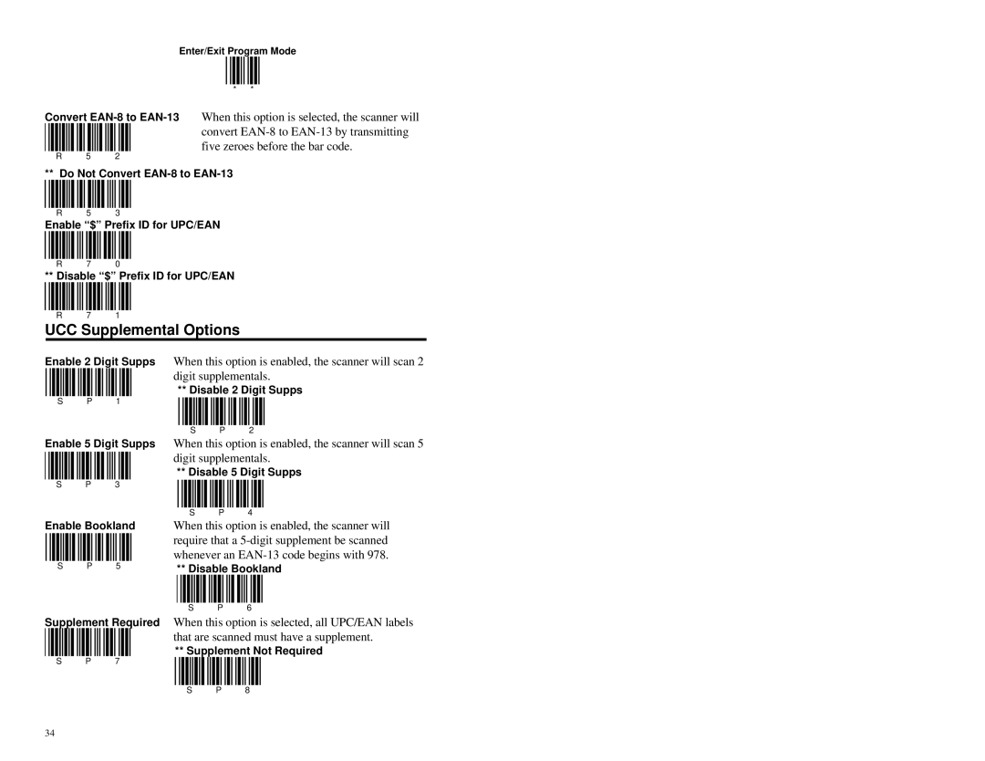 Metrologic Instruments MS951 manual UCC Supplemental Options, Disable 5 Digit Supps 