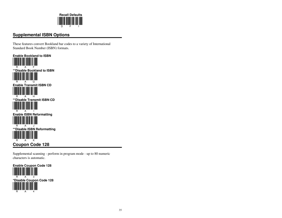 Metrologic Instruments MS951 manual Supplemental Isbn Options, Coupon Code 