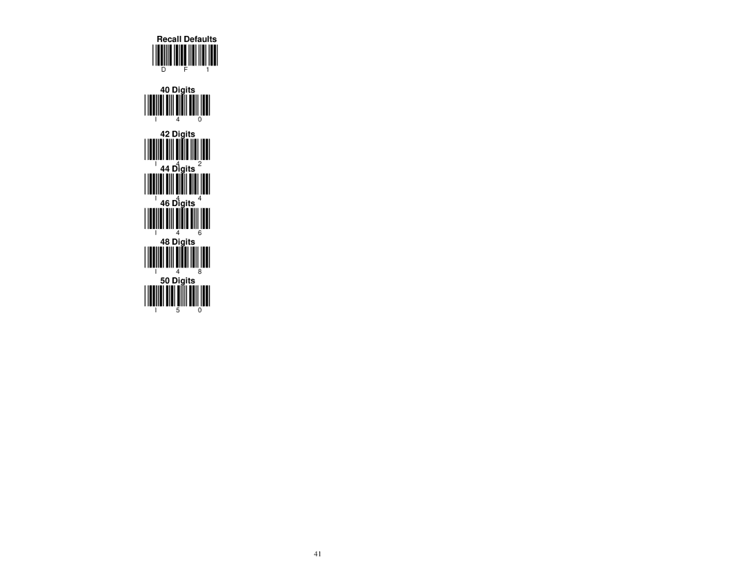 Metrologic Instruments MS951 manual Recall Defaults Digits 