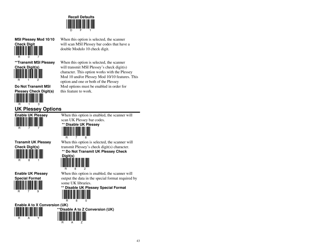 Metrologic Instruments MS951 manual UK Plessey Options, Some UK libraries 