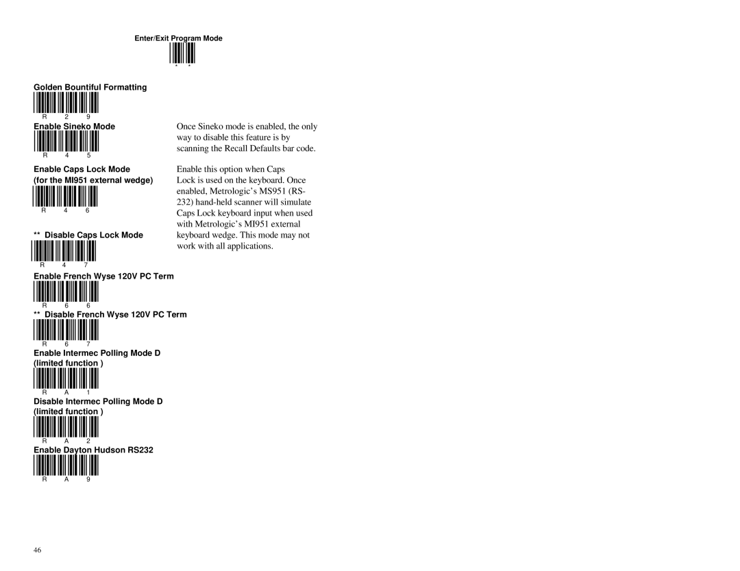 Metrologic Instruments MS951 manual Way to disable this feature is by 