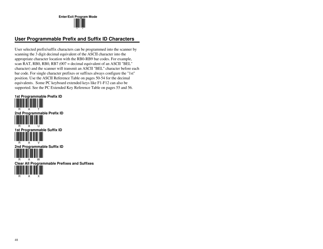 Metrologic Instruments MS951 manual User Programmable Prefix and Suffix ID Characters 