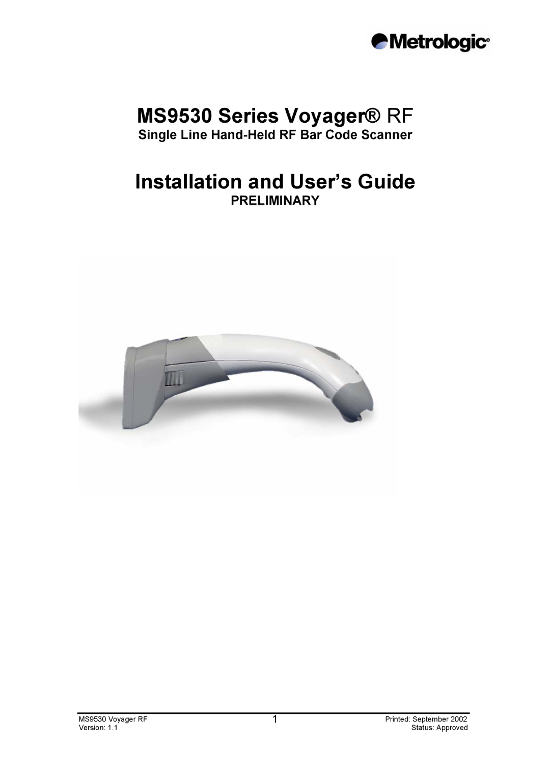 Metrologic Instruments manual MS9530 Series Voyager RF 