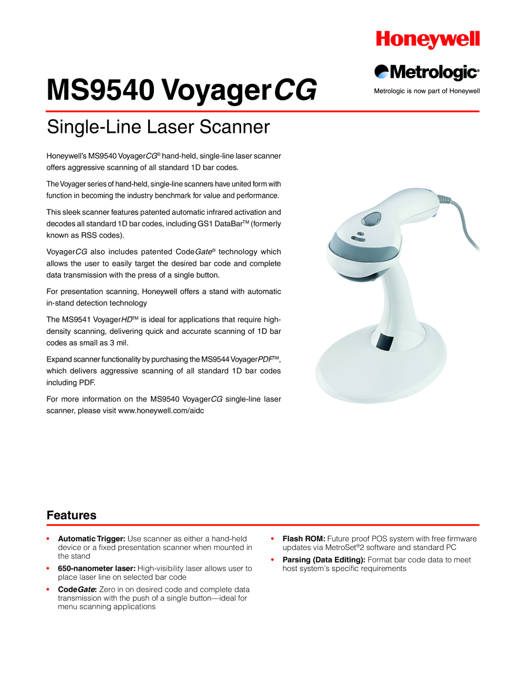 Metrologic Instruments manual MS9540 VoyagerCG 