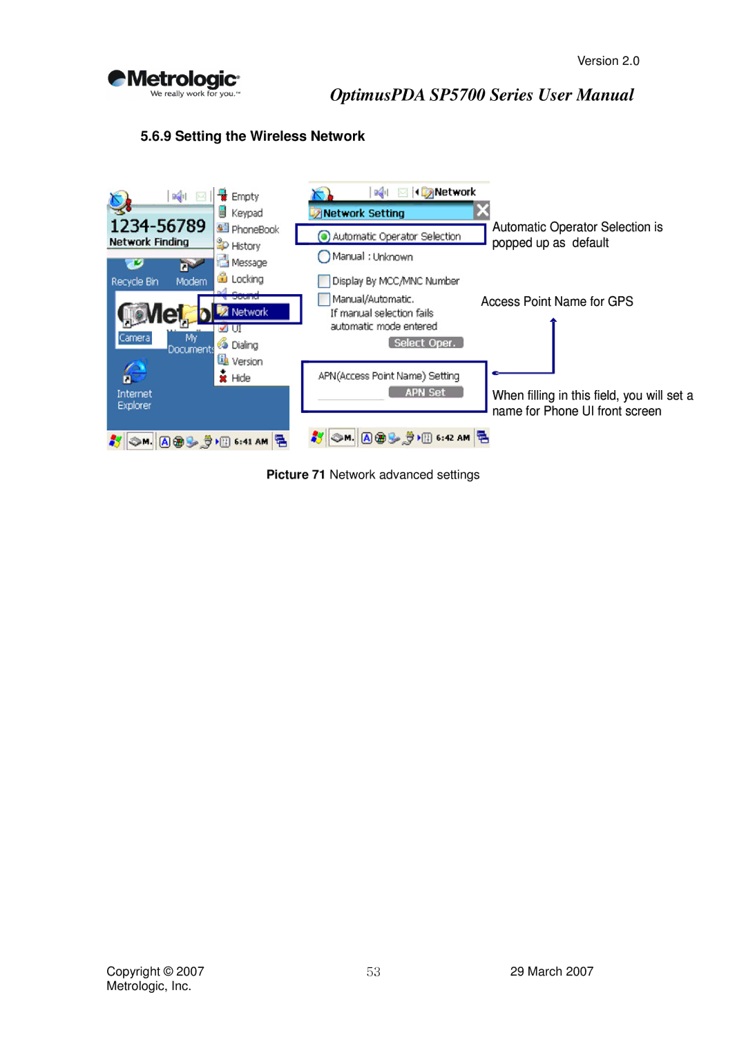 Metrologic Instruments SP5700 Series user manual Setting the Wireless Network 