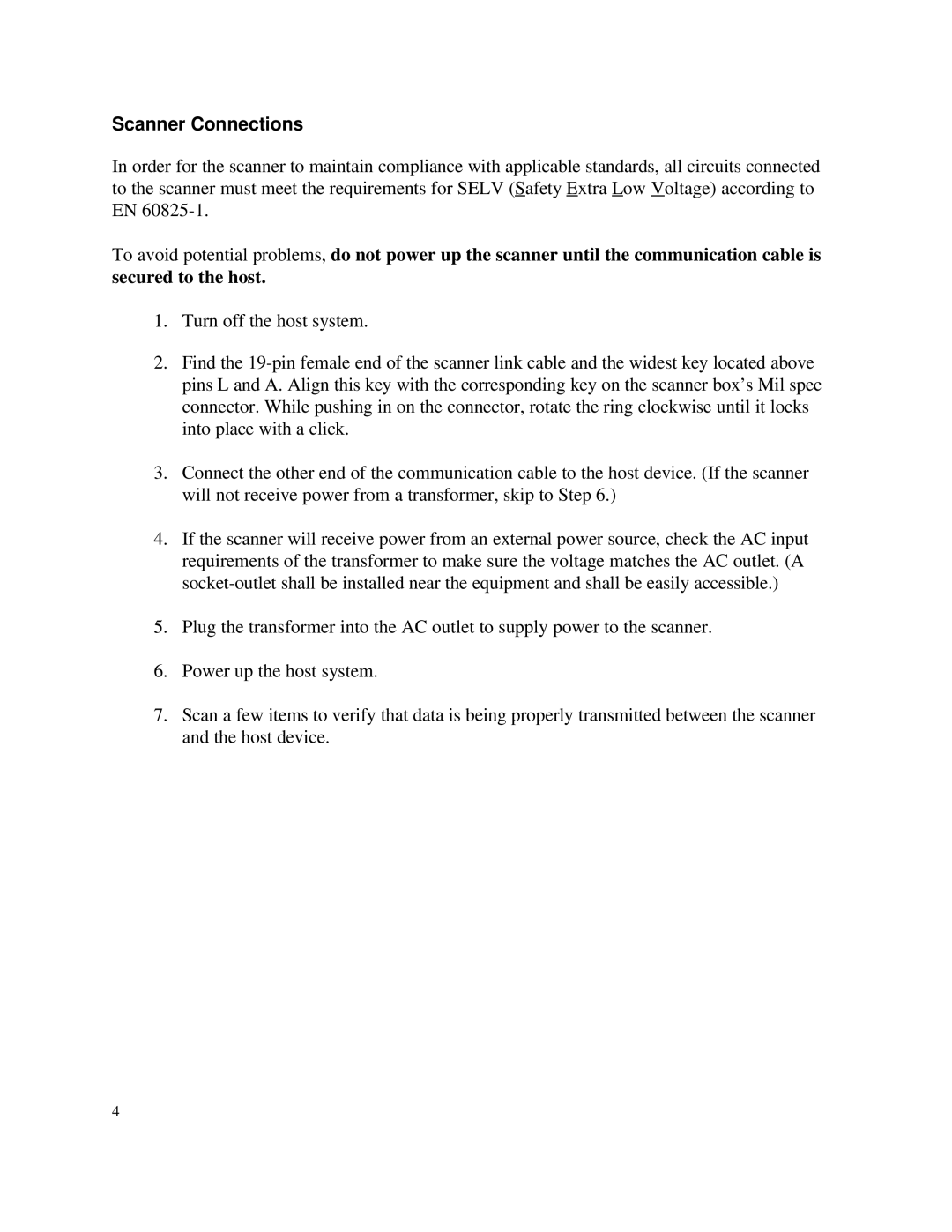 Metrologic Instruments TECH 8 manual Scanner Connections 