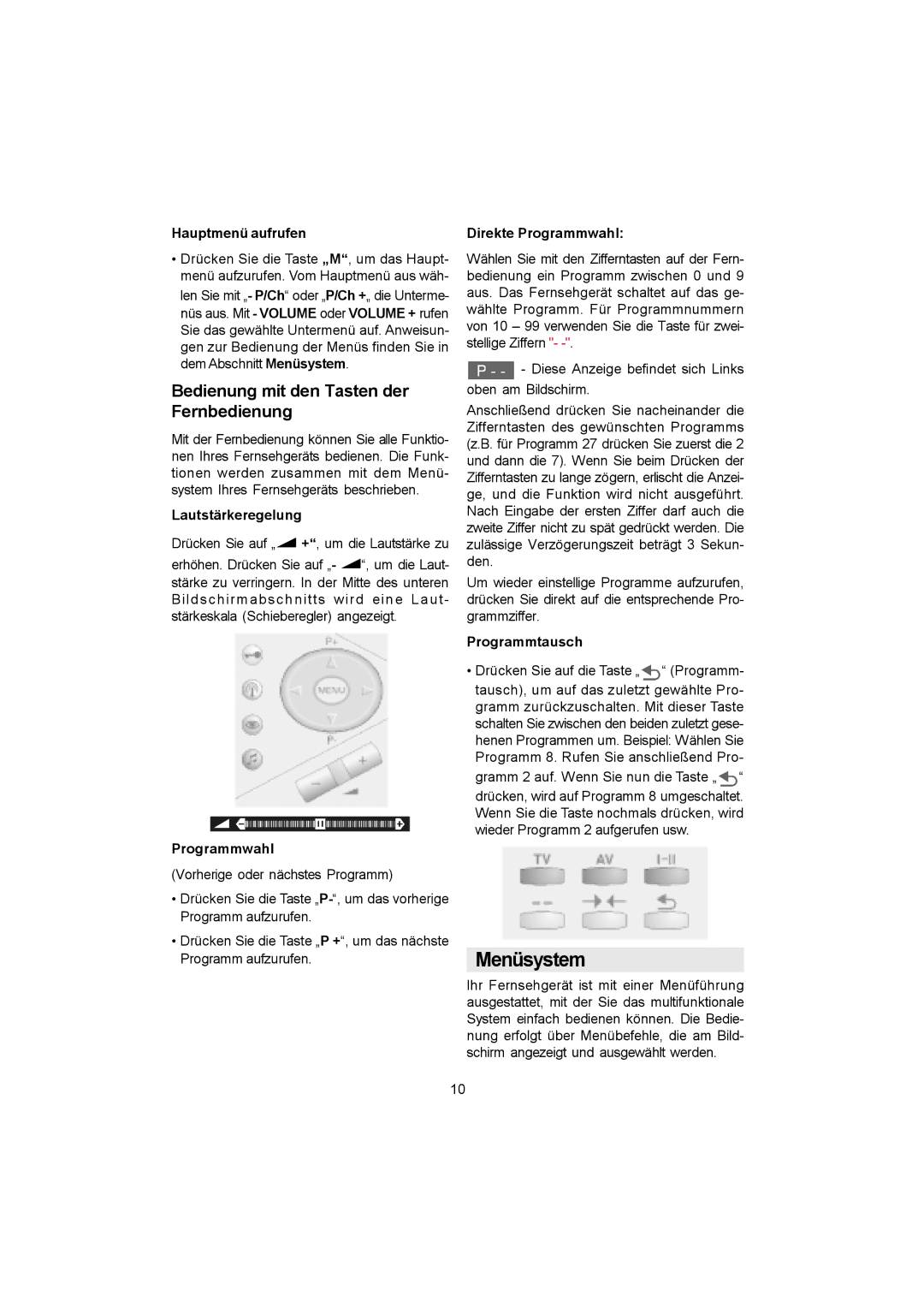 Metz 20 TK 51 operating instructions Menüsystem, Bedienung mit den Tasten der Fernbedienung, Hauptmenü aufrufen 