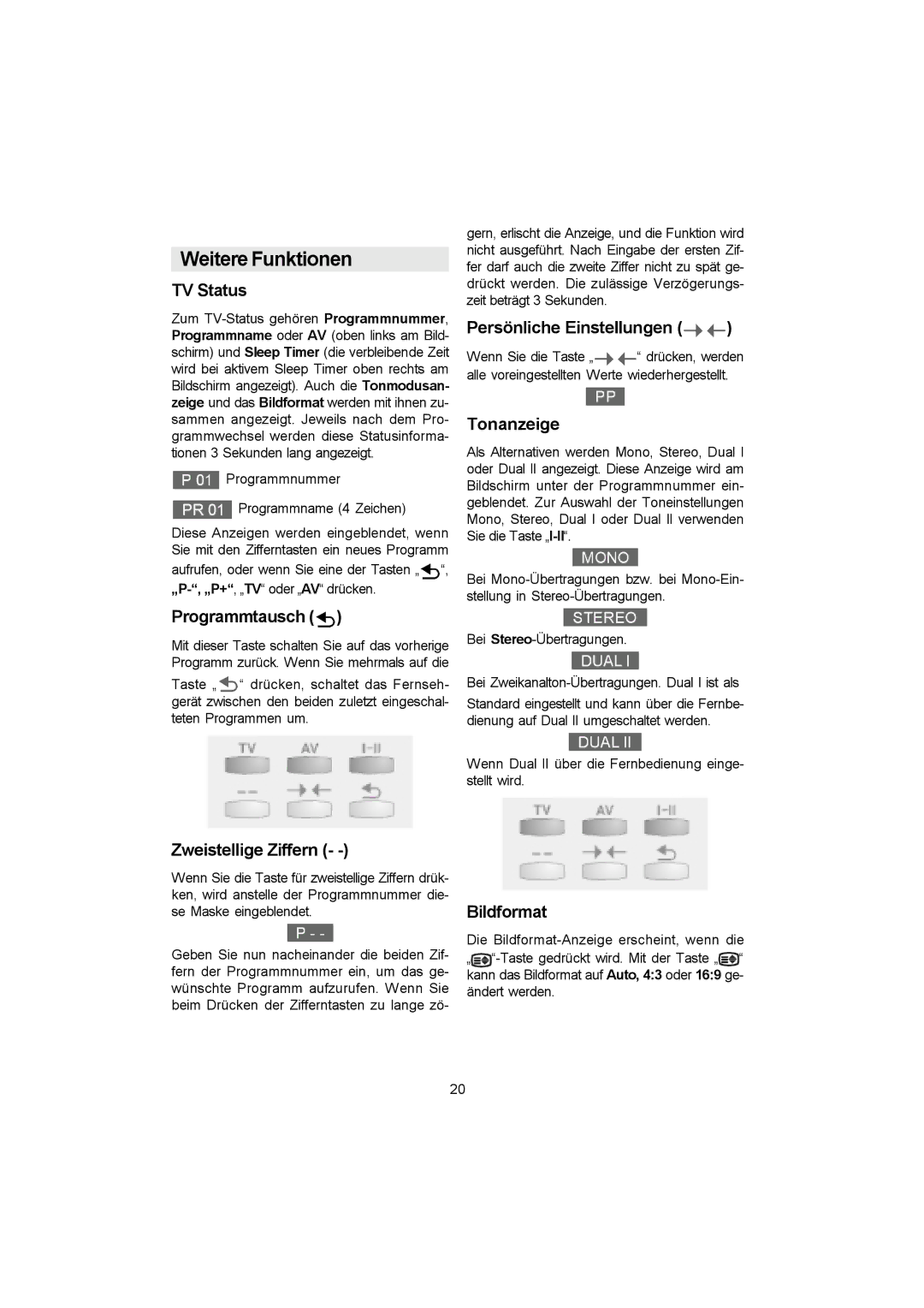 Metz 20 TK 51 operating instructions Weitere Funktionen 