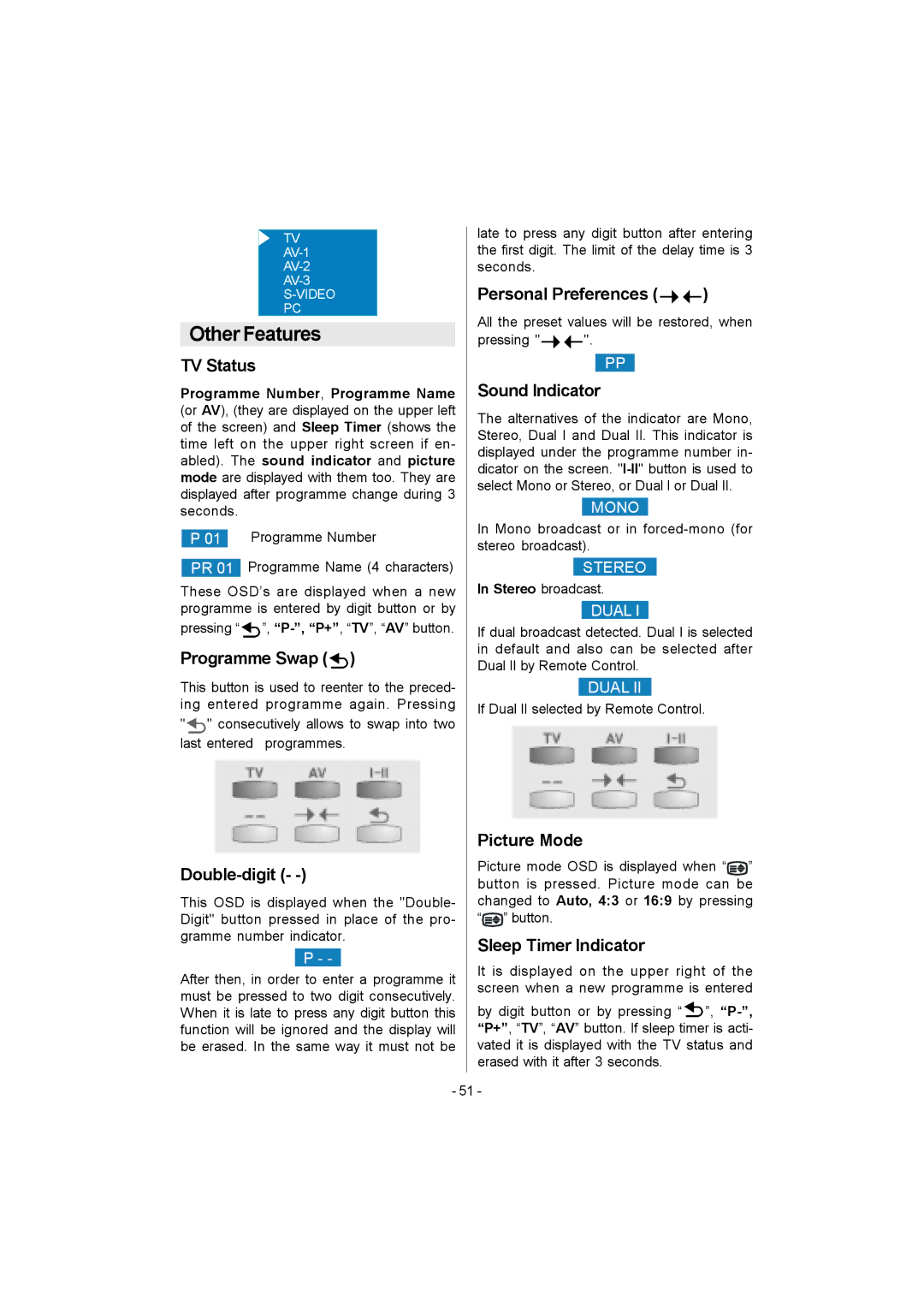 Metz 20 TK 51 operating instructions Other Features 