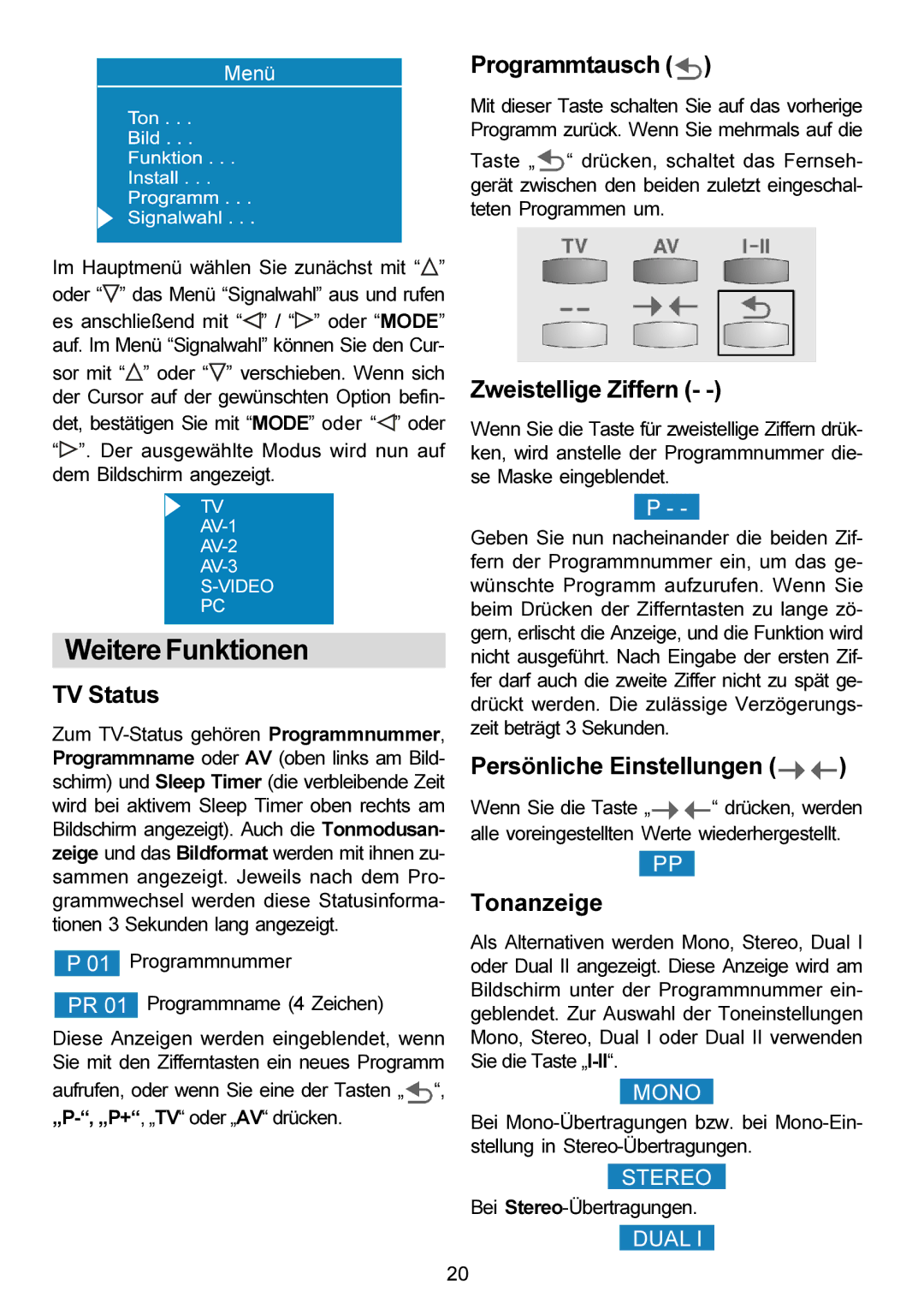 Metz 20 TM 52 operating instructions Weitere Funktionen 