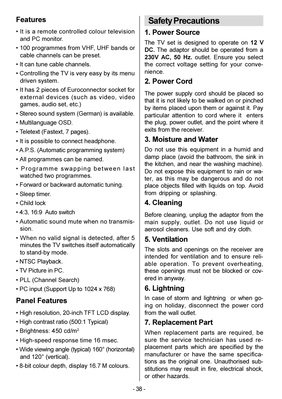 Metz 20 TM 52 operating instructions Safety Precautions 