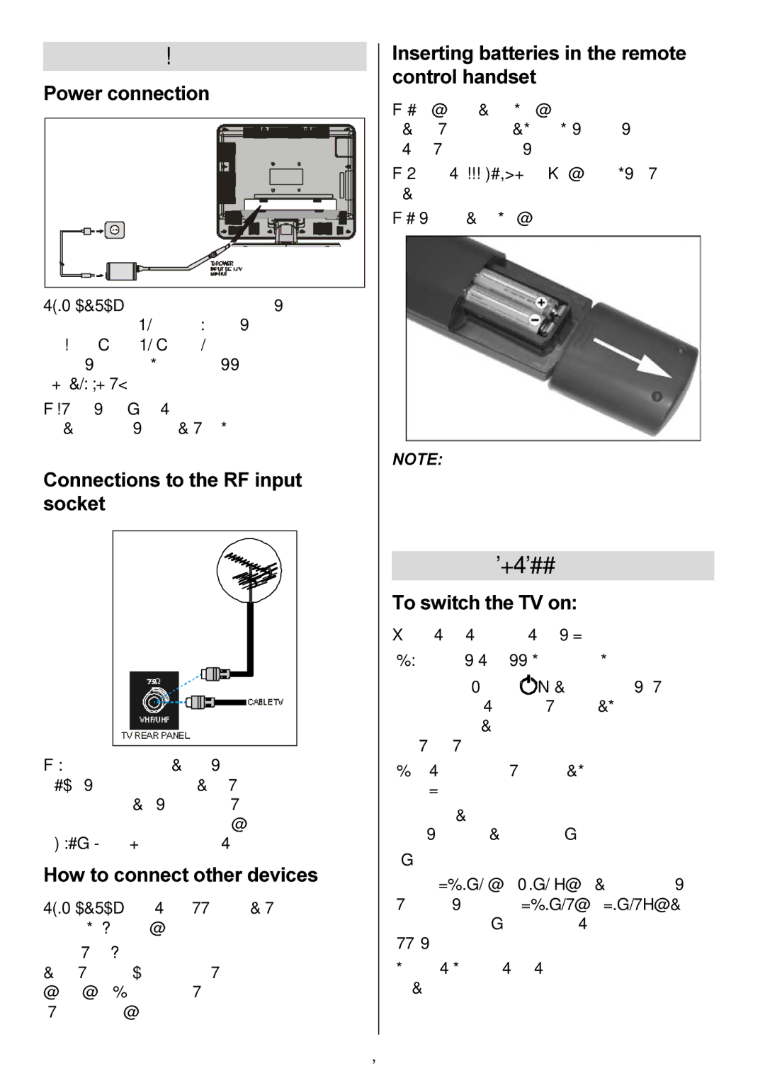 Metz 20 TM 52 operating instructions Before Switching on your TV, Switching the TV ON/OFF 