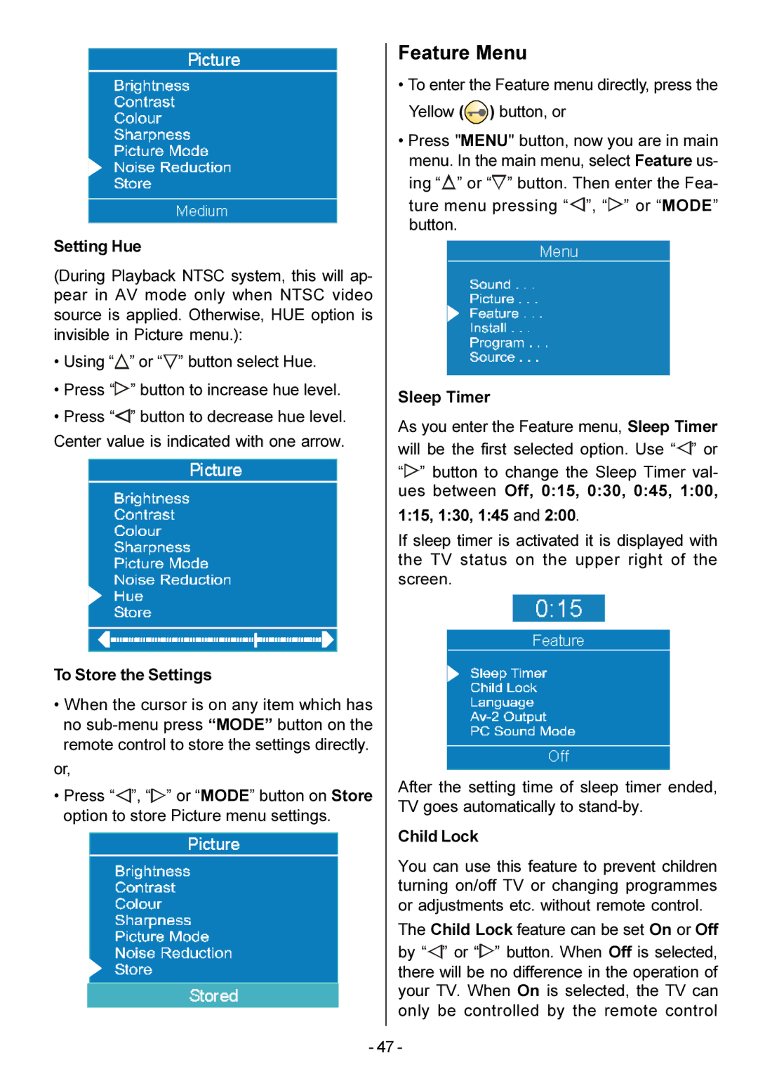 Metz 20 TM 52 operating instructions Feature Menu 