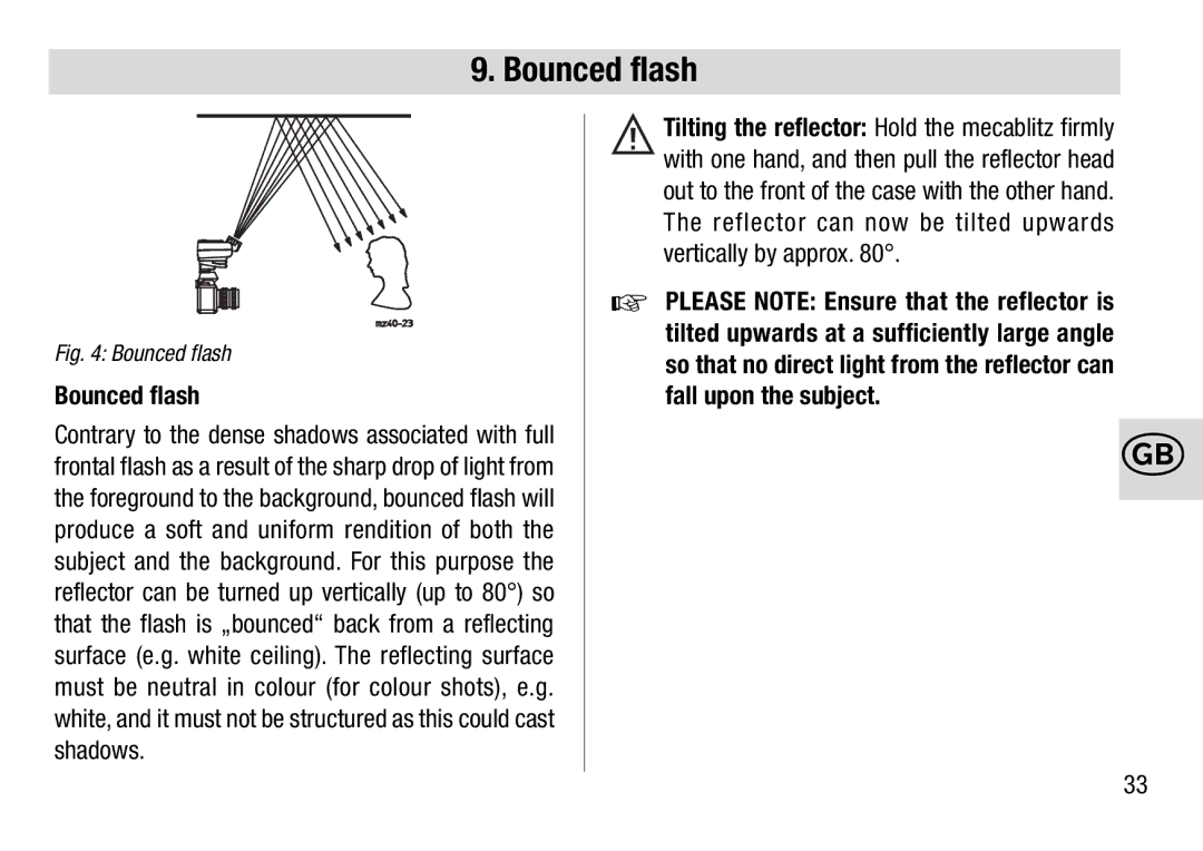 Metz 28 AF-4 C operating instructions Bounced flash 