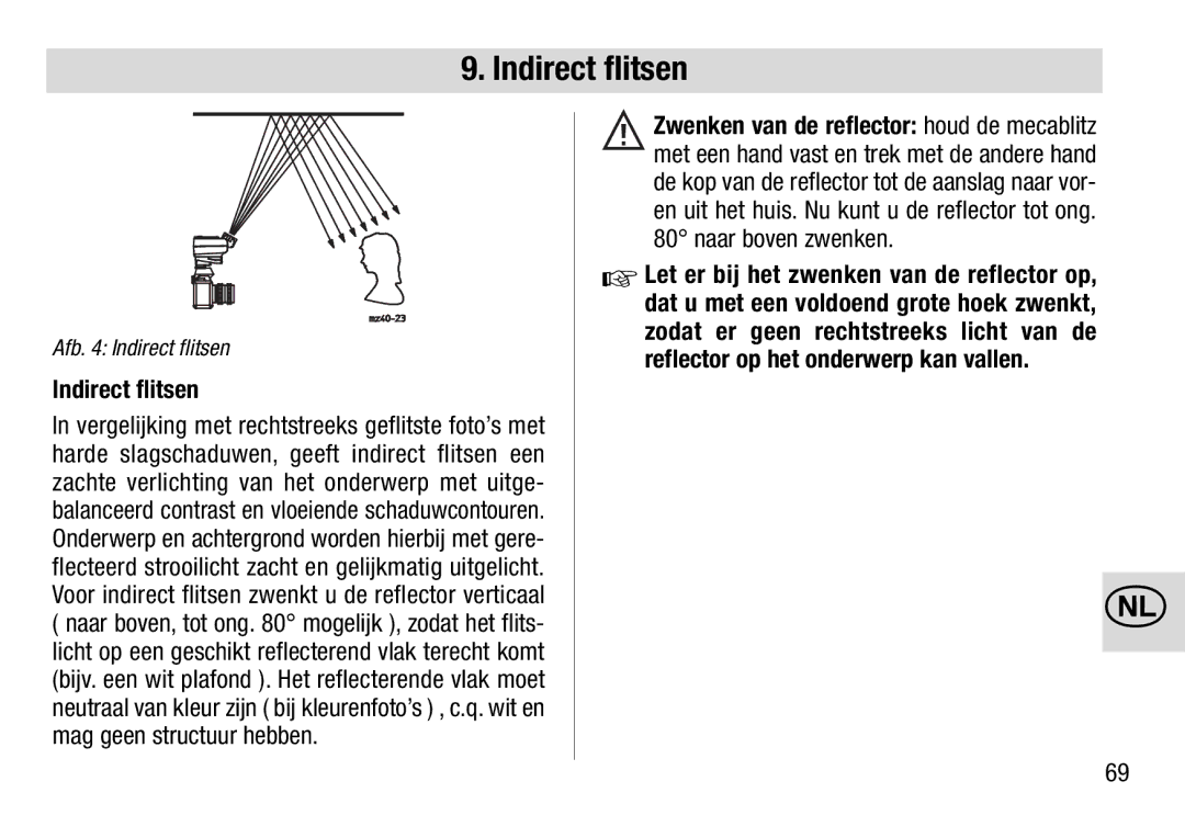 Metz 28 AF-4 C operating instructions Indirect flitsen 