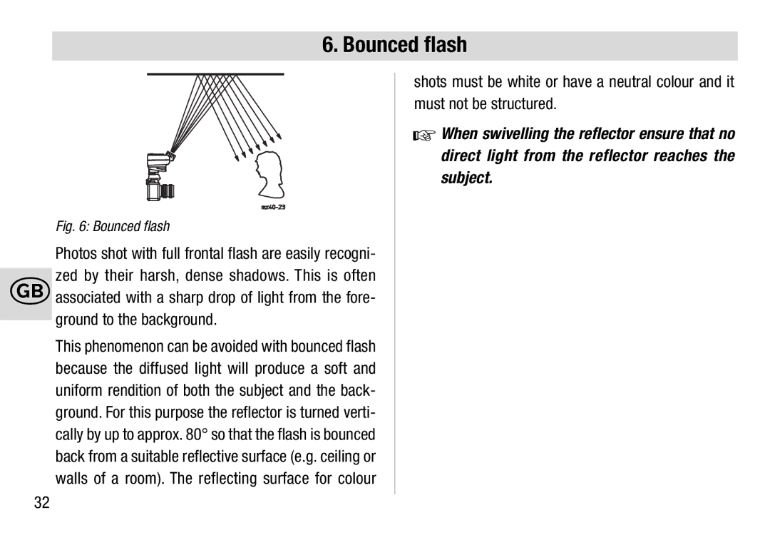 Metz 28 C-2 operating instructions Bounced flash, Subject 