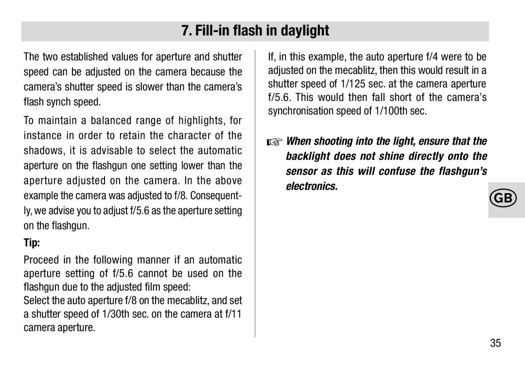 Metz 28 C-2 operating instructions Tip, Electronics 