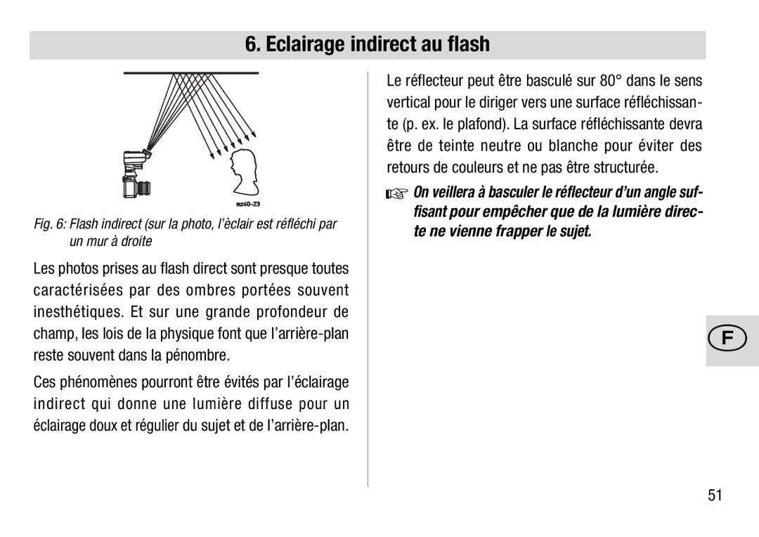 Metz 28 C-2 operating instructions Eclairage indirect au flash 